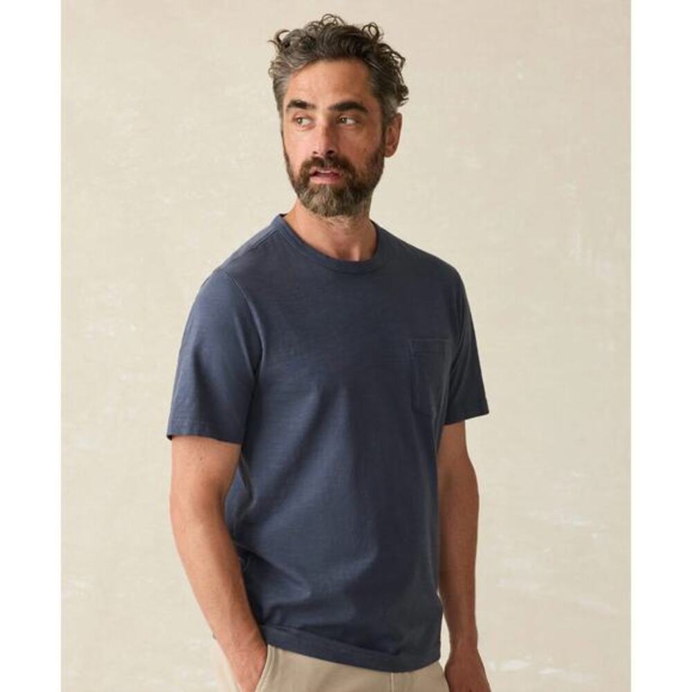 Faherty Sunwashed‎ organic cotton blue crewneck tee